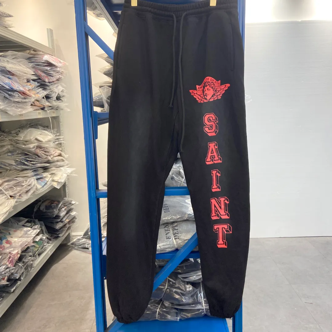Saint Michael's trendy retro angels letters with old washed angel vintage loose casual loose sweatpants and trousers Style number: SM632 Size: S-M-L-XL Color: black blue-black red-blue yellow Price: P236
